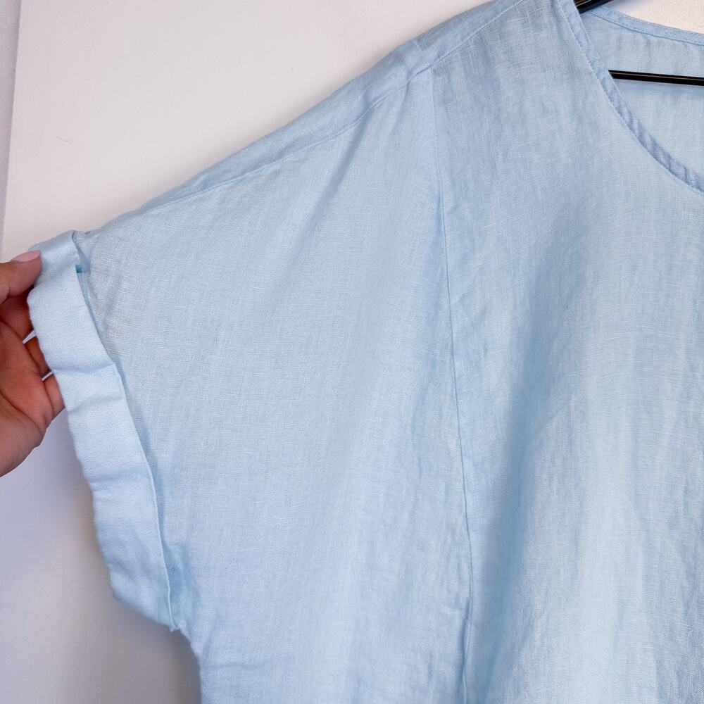 J.Jill Pure Jill 100% Linen Relaxed Fit Tee Top Blue - XL - Picture 4 of 8